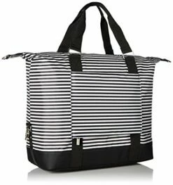Travel Weekender Overnight Carry-on Shoulder Duffel Tote Bag (8" X 12" X 16 (Large), Black & White Stripes) -Luggage Sales Shop 51Y7hYuiZML