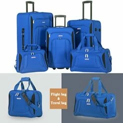 Flieks 5 Piece Luggage Set Deluxe Expandable Rolling Suitcase (blue&black) -Luggage Sales Shop 51Yf5wfT0AL