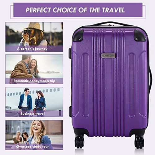 Goplus 20" ABS Carry On Luggage Expandable Hardside Travel Bag Trolley Rolling Suitcase GLOBALWAY (Purple) 4 Goplus 20" ABS Carry On Luggage Expandable Hardside Travel Bag Trolley Rolling Suitcase GLOBALWAY (Purple) - Image 2