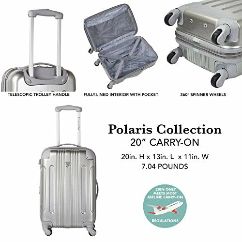 Travelers Club Polaris Hardside Metallic Spinner Luggage, Silver, Carry-On 20-Inch 12 Travelers Club Polaris Hardside Metallic Spinner Luggage, Silver, Carry-On 20-Inch - Image 10