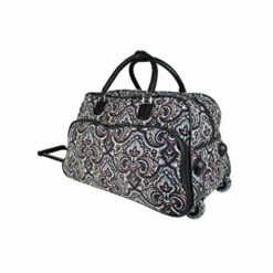 Tribal Paisley Floral Medallion Design Rolling Lightweight Carry On Duffel Bag, Lush Modern -Luggage Sales Shop 51bWmudbPqL