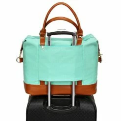 Women Ladies Canvas Travel Weekender Bag Overnight Carry-on Tote Shoulder Bag Duffel In Trolley