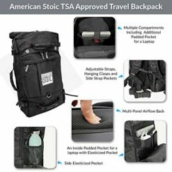 American Stoic Carry On Bag Black - 50L TSA Approved Weekender Bag – Convertible From 19” Laptop Backpack To Carryon Duffel Bag – 22x14x9 (43 Linear) Inches -Luggage Sales Shop 51jFArxgD2L