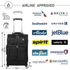Large Capacity Maximum Allowance 22x14x9 All Parts Carry On Luggage Bag | Rolling Travel Suitcase Lightweight Small Soft Trolley For Women | Approved By Delta, United, Southwest & Many More -Luggage Sales Shop 51k7233lV0L