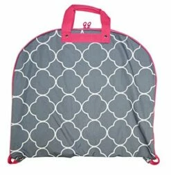 Ever Moda Hanging Garment Bag, Pink Grey Quatrefoil Moroccan (40-inch)