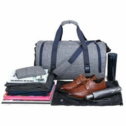 BAGSMART Travel Duffel Bag Large Weekender Bag Carry-on Luggage With Shoe Bag 40L, Grey -Luggage Sales Shop 51nRZ64B4aL