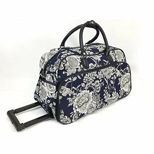 Vibrant Garden Floral Bouquet Motif Rolling Lightweight Carry On Duffel Bag, Printed Modern Graphic 3 Vibrant Garden Floral Bouquet Motif Rolling Lightweight Carry On Duffel Bag, Printed Modern Graphic