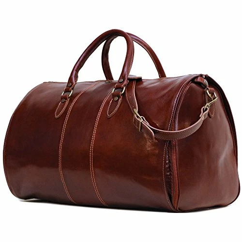Venezia Garment Duffle Travel Bag Suitcase In Brown Full Grain Leather 9 Venezia Garment Duffle Travel Bag Suitcase In Brown Full Grain Leather - Image 7