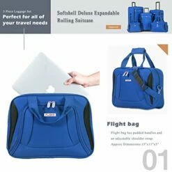 Flieks 5 Piece Luggage Set Deluxe Expandable Rolling Suitcase (blue&black) -Luggage Sales Shop 51osZcccvLL