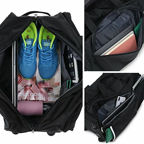Rolling Duffel Bag, Water Repellent Wheeled Duffel Carry On Luggage 20inch Black 7 Rolling Duffel Bag, Water Repellent Wheeled Duffel Carry On Luggage 20inch Black - Image 5