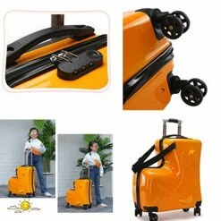 LYNICESHOP 20" Kids Suitcase Luggage Kids Ride On Suitcase Children Travel Suitcase With Sturdy Spinner Wheels, Good Idea For Kids School Suitcase Increase Travel Fun—Orange -Luggage Sales Shop 51oyThV9cdL
