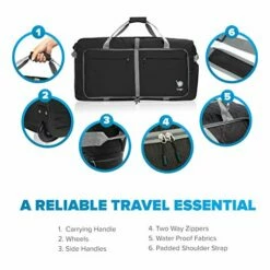 Wheeled Duffle Bag Luggage - 100L Large Rolling Duffel Bag 30 Inch Folding Duffle Bag For Travel - Packable Duffle Bag With Rollers (Black) -Luggage Sales Shop 51r OGZVYTL
