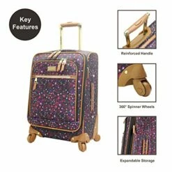 Steve Madden Designer Luggage Collection - Lightweight Softside Expandable Suitcase For Men & Women - Durable 20 Inch Carry On Bag With 4-Rolling Spinner Wheels (Dark Purple) 15 Steve Madden Designer Luggage Collection - Lightweight Softside Expandable Suitcase For Men & Women - Durable 20 Inch Carry On Bag With 4-Rolling Spinner Wheels (Dark Purple) -Luggage Sales Shop 51slW1f5xWL