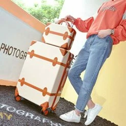 Classical Retro Rolling Luggage With Cosmetic Bag For Women Travel Carry On Trolley Suitcase,Gray,26 -Luggage Sales Shop 51vld5oMamL 27a53349 974e 40c6 9ec3 f068f79112db