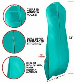 Women's Long Dress Bag – Breathable Wedding Gown Garment Bag -72x24”, 10” Gusset -Luggage Sales Shop 51wl7EE0KmL