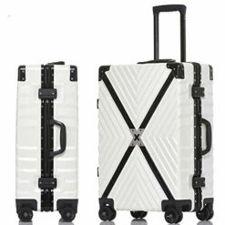 Sondre X Luggage Rolling Wheels Old Fashion Trunk Suitcase PC ABS Spinner Hardshell Carry On With TSA Lock 20" 24" 26" 29"(White)