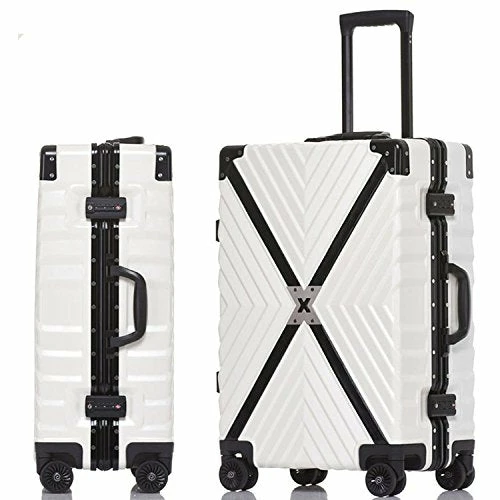 Sondre X Luggage Rolling Wheels Old Fashion Trunk Suitcase PC ABS Spinner Hardshell Carry On With TSA Lock 20" 24" 26" 29"(White) 3 Sondre X Luggage Rolling Wheels Old Fashion Trunk Suitcase PC ABS Spinner Hardshell Carry On With TSA Lock 20" 24" 26" 29"(White)