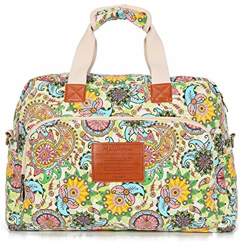 Malirona Canvas Overnight Bag Women Weekender Bag Carry On Travel Duffel Bag Floral Design (Flower) 4 Malirona Canvas Overnight Bag Women Weekender Bag Carry On Travel Duffel Bag Floral Design (Flower) - Image 2