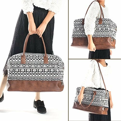 MyMealivos Canvas Weekender Bag, Overnight Travel Carry On Duffel Tote With Shoe Pouch (black) 7 MyMealivos Canvas Weekender Bag, Overnight Travel Carry On Duffel Tote With Shoe Pouch (black) - Image 5