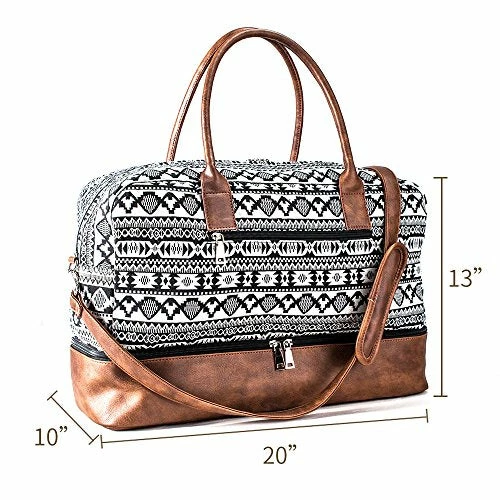 MyMealivos Canvas Weekender Bag, Overnight Travel Carry On Duffel Tote With Shoe Pouch (black) 5 MyMealivos Canvas Weekender Bag, Overnight Travel Carry On Duffel Tote With Shoe Pouch (black) - Image 3