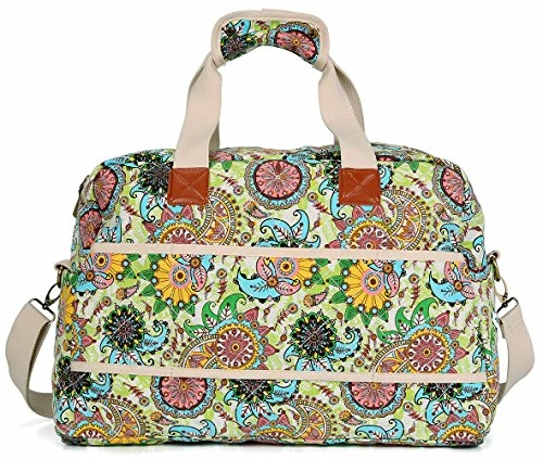 Malirona Canvas Overnight Bag Women Weekender Bag Carry On Travel Duffel Bag Floral Design (Flower) 11 Malirona Canvas Overnight Bag Women Weekender Bag Carry On Travel Duffel Bag Floral Design (Flower) - Image 9