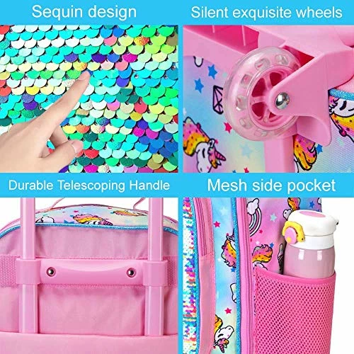 Kids Suitcase, Rolling Luggage With Wheels For Girls - Unicorn 8 Kids Suitcase, Rolling Luggage With Wheels For Girls - Unicorn - Image 6
