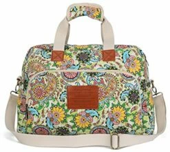 Malirona Canvas Overnight Bag Women Weekender Bag Carry On Travel Duffel Bag Floral Design (Flower)