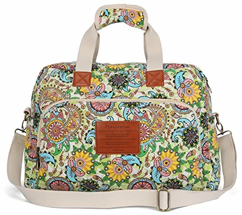 Malirona Canvas Overnight Bag Women Weekender Bag Carry On Travel Duffel Bag Floral Design (Flower) 3 Malirona Canvas Overnight Bag Women Weekender Bag Carry On Travel Duffel Bag Floral Design (Flower)