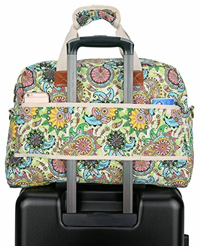 Malirona Canvas Overnight Bag Women Weekender Bag Carry On Travel Duffel Bag Floral Design (Flower) 10 Malirona Canvas Overnight Bag Women Weekender Bag Carry On Travel Duffel Bag Floral Design (Flower) - Image 8