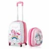 HONEY JOY 2Pc Kids Luggage Set, 12'' Backpack & 16'' Rolling Suitcase, Hard Shell Trolley Suitcase With Spinner Wheels, Carry On Luggage Set For Boys And Girls Travel (Unicorn) -Luggage Sales Shop 61xhmiuDOlL
