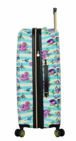 Betsey Johnson 26 Inch Checked Luggage Collection - Expandable Scratch Resistant (ABS + PC) Hardside Suitcase - Designer Lightweight Bag With 8-Rolling Spinner Wheels (Stripe Floral Hummingbird) -Luggage Sales Shop 71XHNfh 2B68L