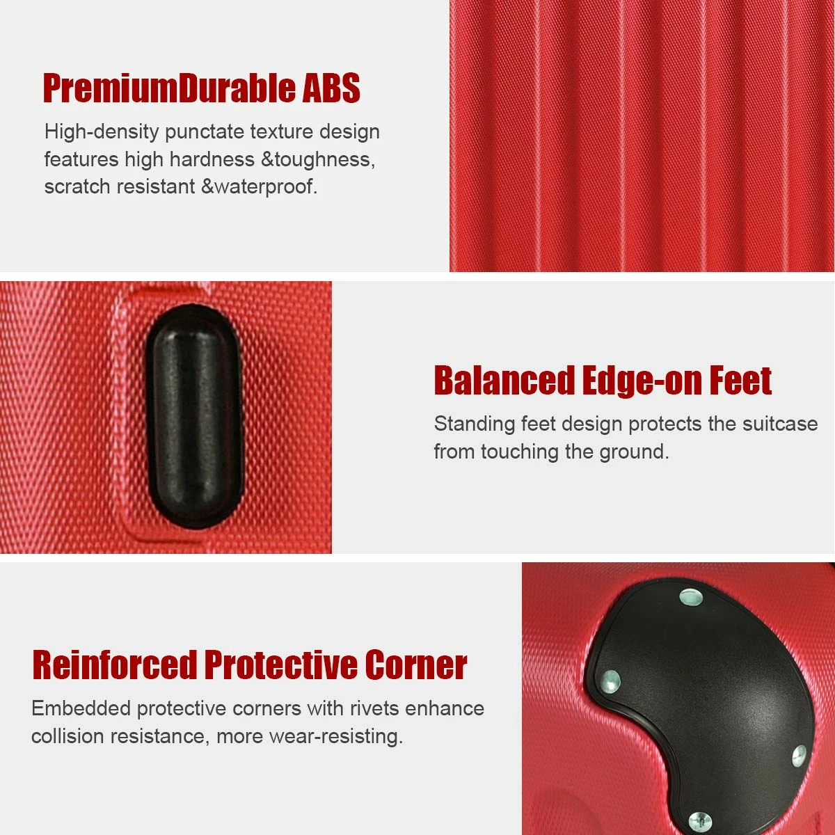 Goplus 3Pcs Luggage Set, Hardside Travel Rolling Suitcase, 20/24/28 Rolling Luggage Upright, Hardshell Spinner Luggage Set With Telescoping Handle, Coded Lock Travel Trolley Case (Wine) 4 Goplus 3Pcs Luggage Set, Hardside Travel Rolling Suitcase, 20/24/28 Rolling Luggage Upright, Hardshell Spinner Luggage Set With Telescoping Handle, Coded Lock Travel Trolley Case (Wine) - Image 2