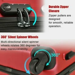 Goplus 3Pcs Luggage Set, Hardside Travel Rolling Suitcase, 20/24/28 Rolling Luggage Upright, Hardshell Spinner Luggage Set With Telescoping Handle, Coded Lock Travel Trolley Case (Wine) 12 Goplus 3Pcs Luggage Set, Hardside Travel Rolling Suitcase, 20/24/28 Rolling Luggage Upright, Hardshell Spinner Luggage Set With Telescoping Handle, Coded Lock Travel Trolley Case (Wine) -Luggage Sales Shop 71hMxiSISeL