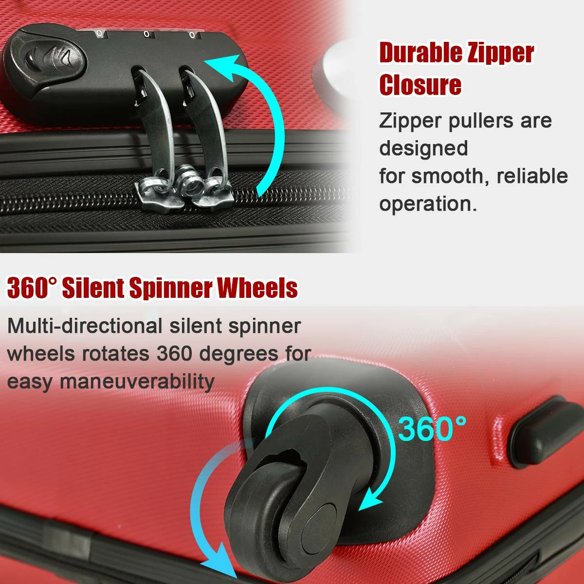 Goplus 3Pcs Luggage Set, Hardside Travel Rolling Suitcase, 20/24/28 Rolling Luggage Upright, Hardshell Spinner Luggage Set With Telescoping Handle, Coded Lock Travel Trolley Case (Wine) 6 Goplus 3Pcs Luggage Set, Hardside Travel Rolling Suitcase, 20/24/28 Rolling Luggage Upright, Hardshell Spinner Luggage Set With Telescoping Handle, Coded Lock Travel Trolley Case (Wine) - Image 4