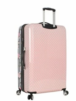 Betsey Johnson 30 Inch Checked Luggage Collection - Expandable Scratch Resistant (ABS + PC) Hardside Suitcase - Designer Lightweight Bag With 8-Rolling Spinner Wheels (Stripe Roses) -Luggage Sales Shop 71hqZNTpMgL
