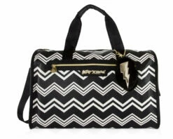 Betsey Johnson Chevron Carry On Weekender Travel Duffel Bag - Black White