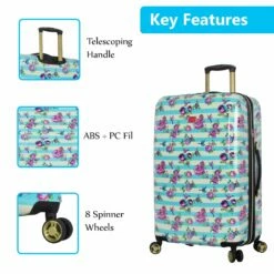 Betsey Johnson 26 Inch Checked Luggage Collection - Expandable Scratch Resistant (ABS + PC) Hardside Suitcase - Designer Lightweight Bag With 8-Rolling Spinner Wheels (Stripe Floral Hummingbird) -Luggage Sales Shop 81BwunmZdkL