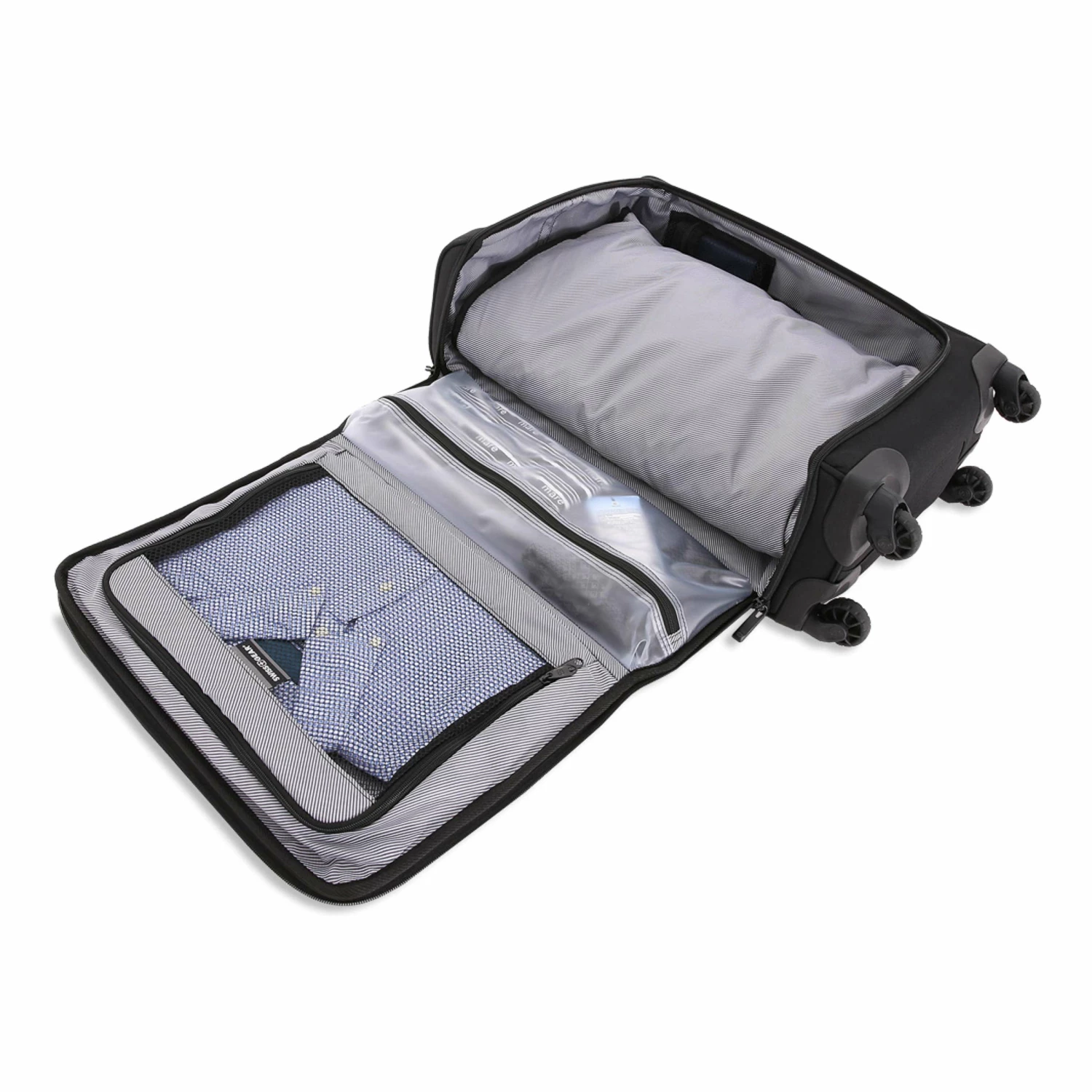 SWISSGEAR Getaway Expandable Carry-On USB Spinner With Garment Bag | Built-in Powerbank-Ready USB Port | Charge-Capable Smart Luggage - Men's And Women's - Black 7 SWISSGEAR Getaway Expandable Carry-On USB Spinner With Garment Bag | Built-in Powerbank-Ready USB Port | Charge-Capable Smart Luggage - Men's And Women's - Black - Image 5