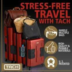 TACH TUFF 3-Piece Hardcase Connectable Luggage & Carryon Travel Bag Set | Rolling Suitcase With Patented Built-In Connecting System | Easily Link & Carry 9 Bags At Once (wine Red) -Luggage Sales Shop 81QrX74 HyL
