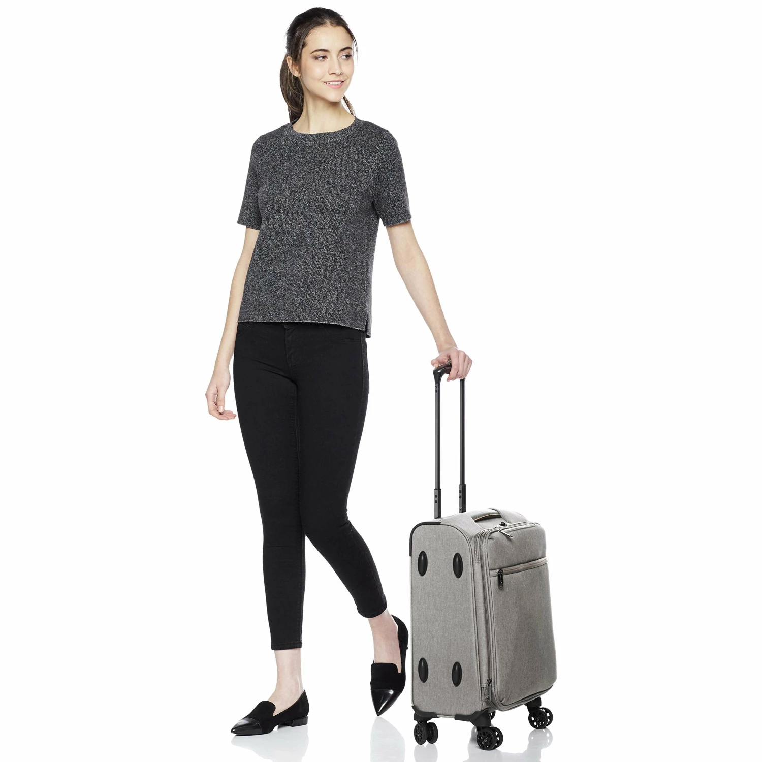 AmazonBasics Belltown Softside Rolling Spinner Suitcase Luggage - 21-Inch, Heather Grey 7 AmazonBasics Belltown Softside Rolling Spinner Suitcase Luggage - 21-Inch, Heather Grey - Image 5