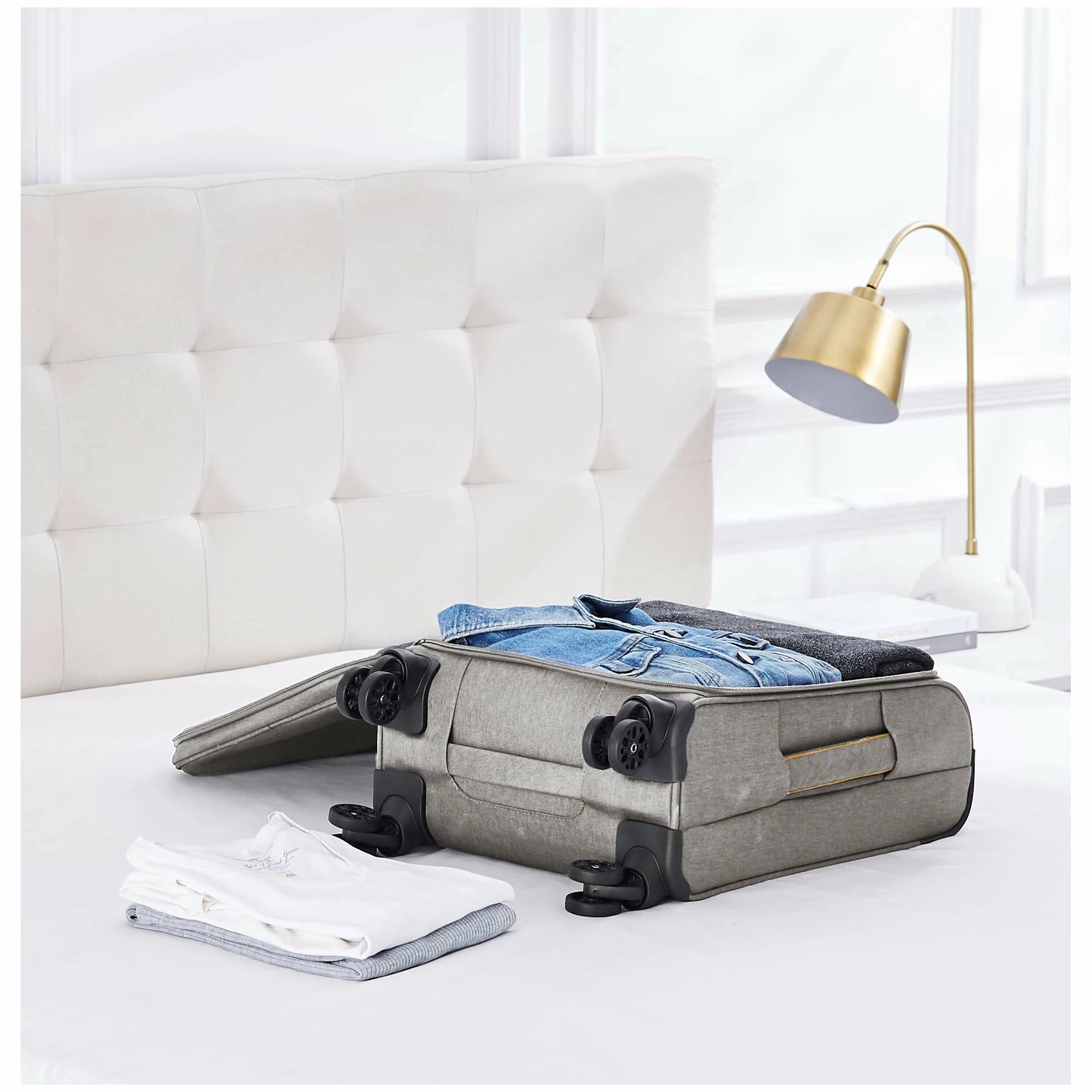 AmazonBasics Belltown Softside Rolling Spinner Suitcase Luggage - 21-Inch, Heather Grey 8 AmazonBasics Belltown Softside Rolling Spinner Suitcase Luggage - 21-Inch, Heather Grey - Image 6