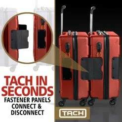 TACH TUFF 3-Piece Hardcase Connectable Luggage & Carryon Travel Bag Set | Rolling Suitcase With Patented Built-In Connecting System | Easily Link & Carry 9 Bags At Once (wine Red) -Luggage Sales Shop 81mOEotGOeL