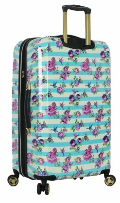 Betsey Johnson 26 Inch Checked Luggage Collection - Expandable Scratch Resistant (ABS + PC) Hardside Suitcase - Designer Lightweight Bag With 8-Rolling Spinner Wheels (Stripe Floral Hummingbird) -Luggage Sales Shop 81sWSd9 ogL