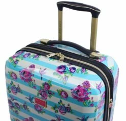 Betsey Johnson 26 Inch Checked Luggage Collection - Expandable Scratch Resistant (ABS + PC) Hardside Suitcase - Designer Lightweight Bag With 8-Rolling Spinner Wheels (Stripe Floral Hummingbird) -Luggage Sales Shop 91fDjbqzH L