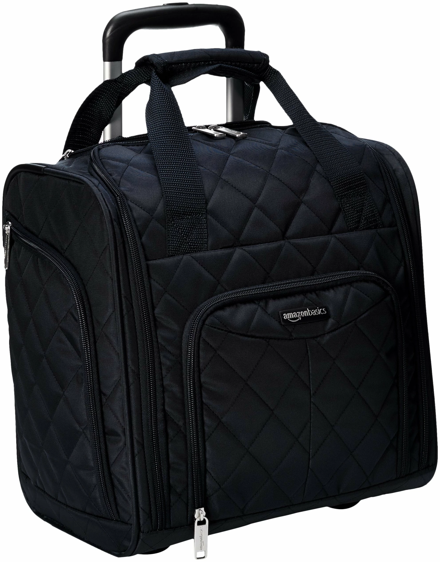 AmazonBasics Underseat Carry-On Rolling Travel Luggage Bag - Black Quilted 3 AmazonBasics Underseat Carry-On Rolling Travel Luggage Bag - Black Quilted