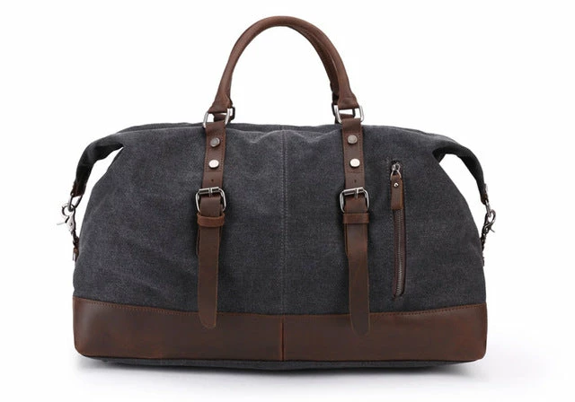 Men'S Travel Bags Vintage Leather Canvas Carry On Luggage Bags Big Men Duffel Bags Travel Tote 8 Men'S Travel Bags Vintage Leather Canvas Carry On Luggage Bags Big Men Duffel Bags Travel Tote - Image 6
