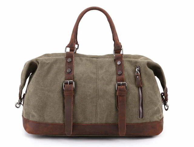 Men'S Travel Bags Vintage Leather Canvas Carry On Luggage Bags Big Men Duffel Bags Travel Tote 4 Men'S Travel Bags Vintage Leather Canvas Carry On Luggage Bags Big Men Duffel Bags Travel Tote - Image 2