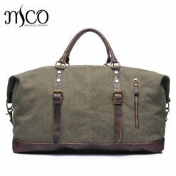 Melodycollection Canvas Leather Men Travel Bags Carry On Luggage Bags Men Duffel Tote Large