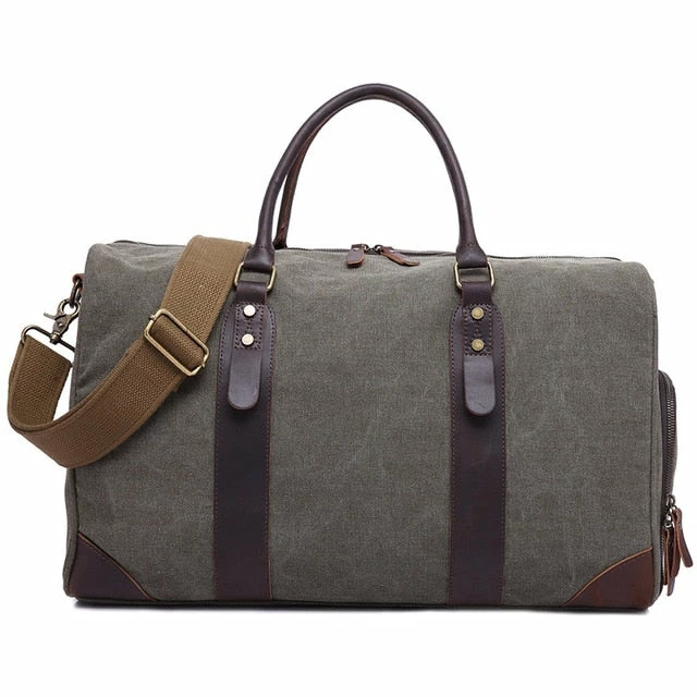 2018 Vintage Waxed Canvas Men Travel Duffel Large Capacity Waterproof Travel Bags Carry On 5 2018 Vintage Waxed Canvas Men Travel Duffel Large Capacity Waterproof Travel Bags Carry On - Image 3