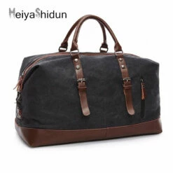 Canvas Leather Handbag Men Travel Bags Carry On Luggage Bag Male Duffel Bags Women Tote Big Bag